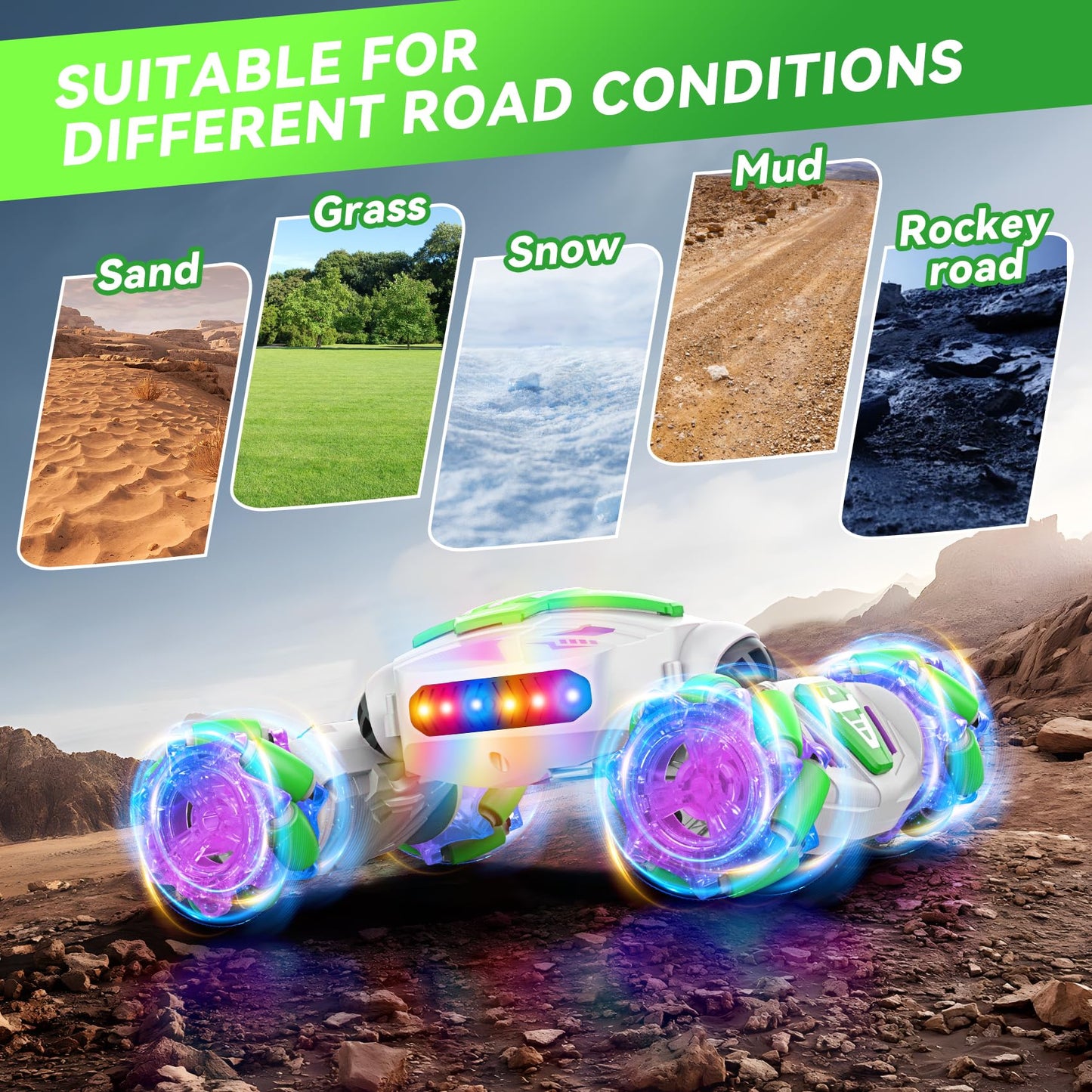 Nicella Gesture Sensing RC Stunt, Remote Control Car 360° Rotating 4WD 2.4Ghz RC Cars Transform Hand Controlled Car Toys with Light & Music, Best