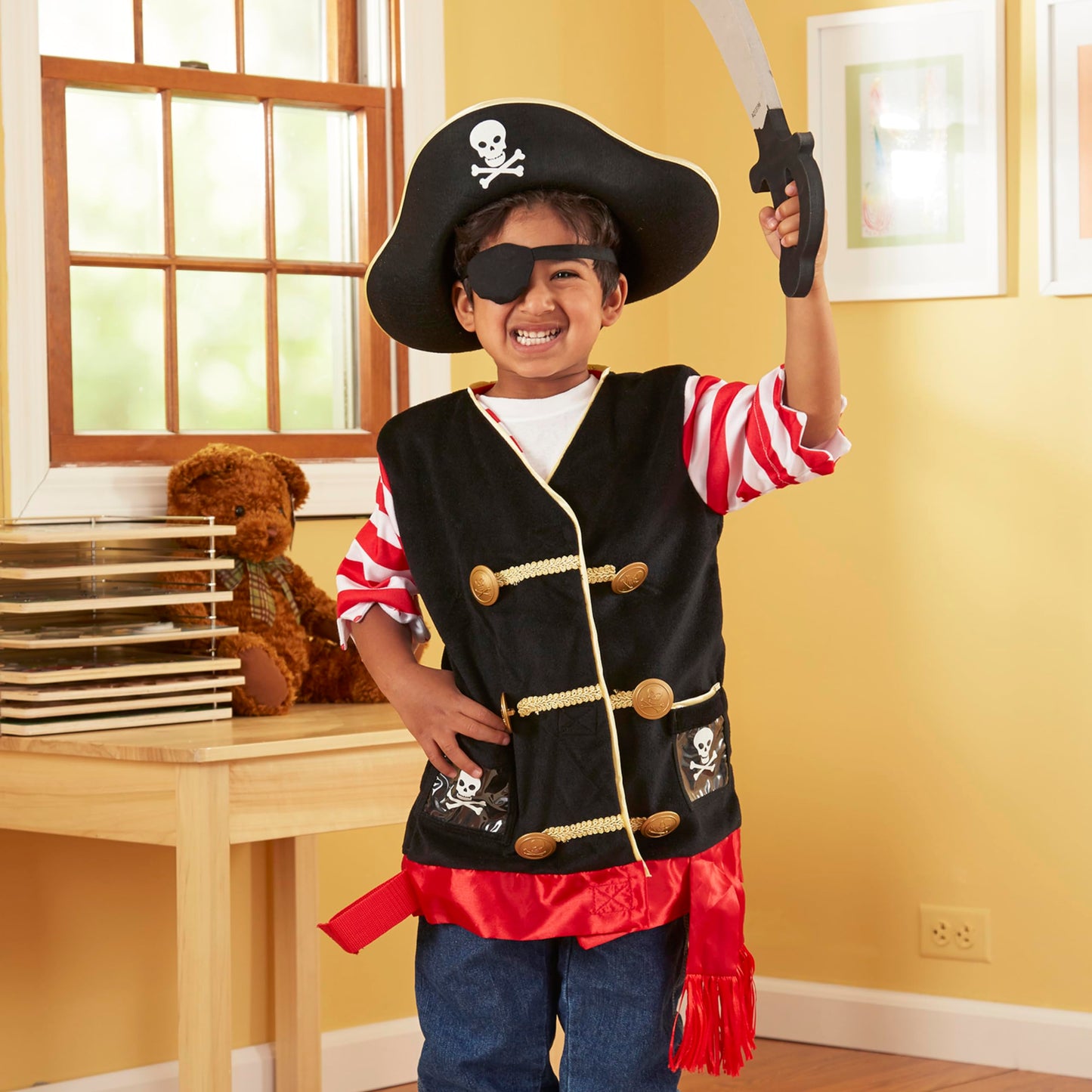 Melissa & Doug Pirate Role Play Costume Dress-Up Set With Hat, Sword, and Eye Patch