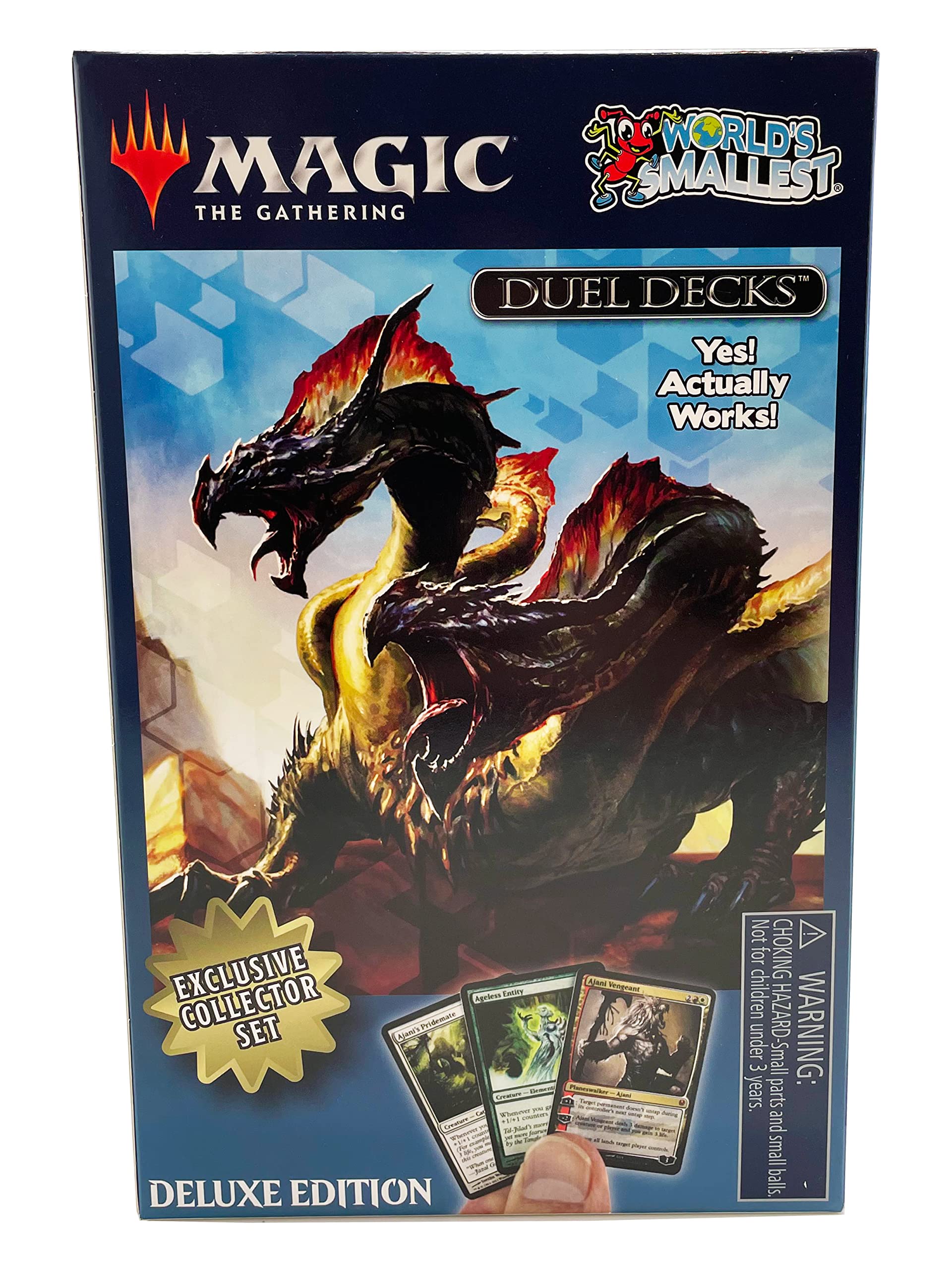 World's Smallest Magic: The Gathering Exclusive Collector Set Featuring Ajani VS. Nicol Bolas and Heroes VS. Monsters Duel Decks and Exclusive Playing