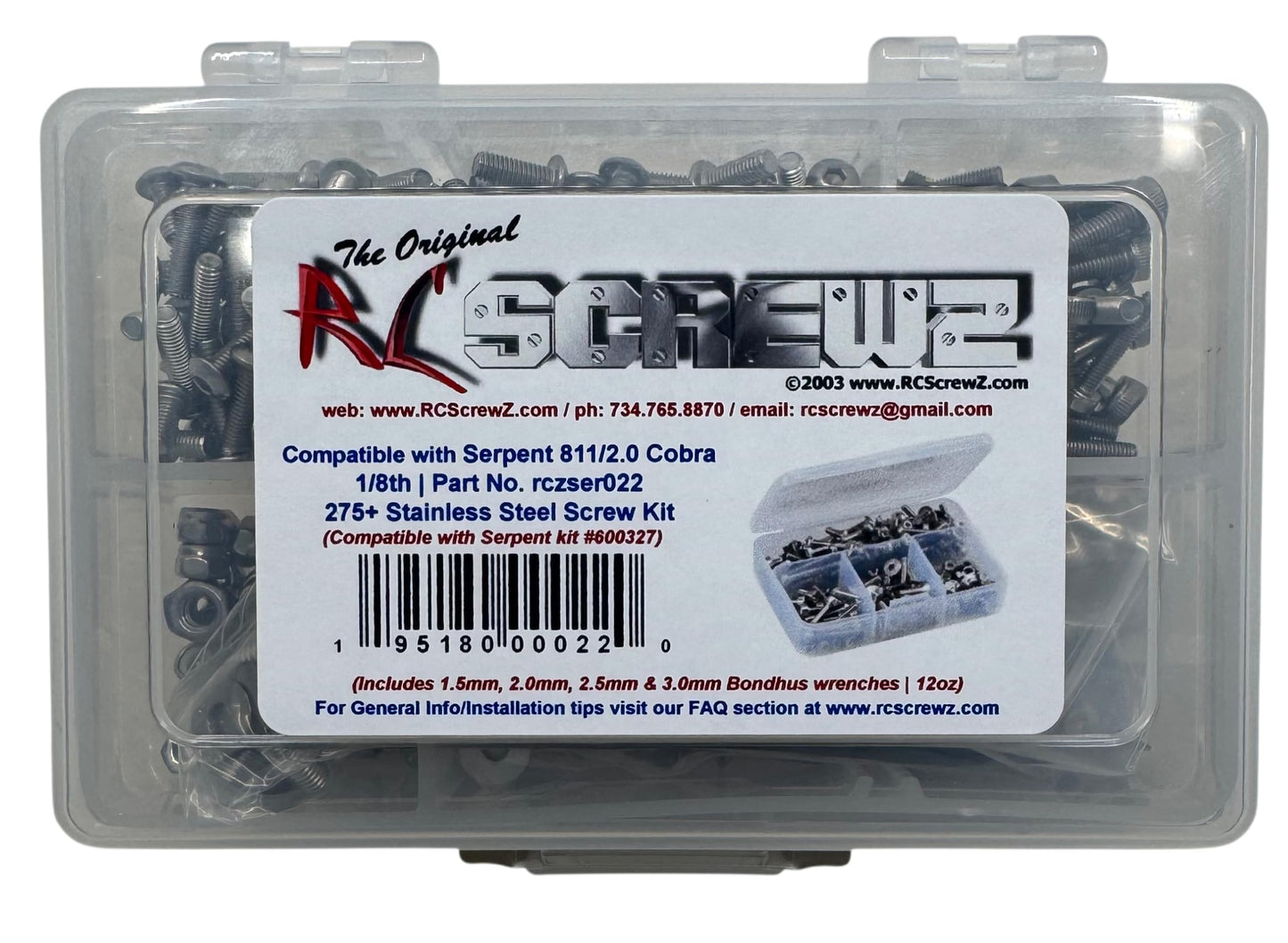 RCScrewz Compatible with Serpent 811/2.0 Cobra Stainless Screw Kit