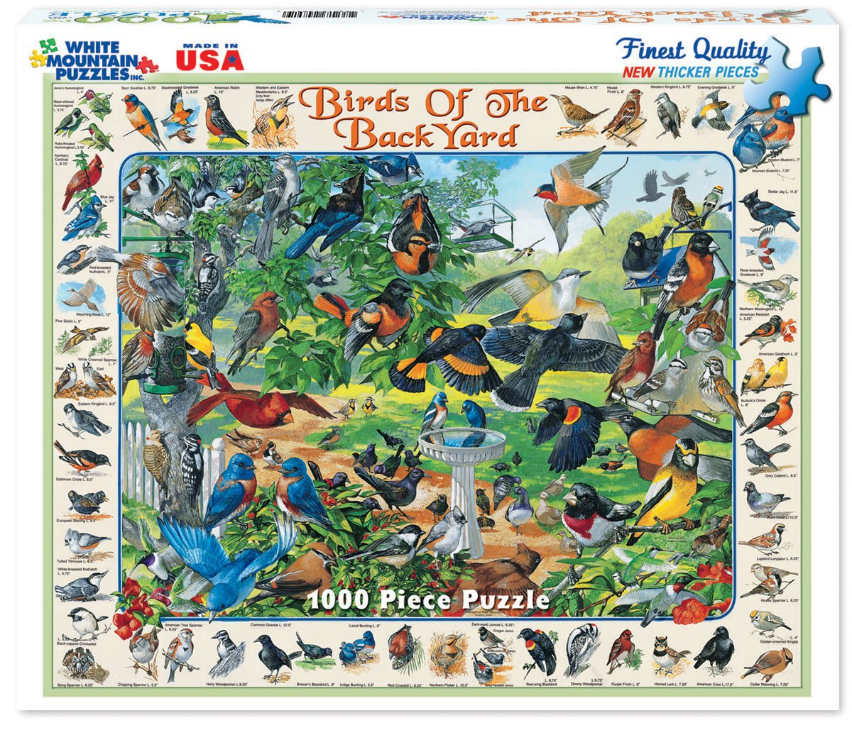 White Mountain Puzzles Birds of the Backyard - 1000 Piece Jigsaw Puzzle