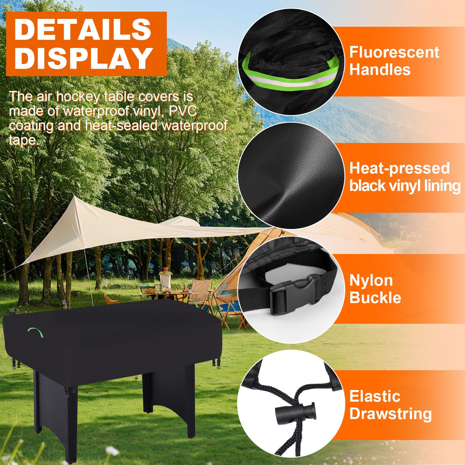 Air Hockey Arcade Table Cover,Heavy Duty 600D Oxford Covers for Hockey Game Table/Foosball and Game Soccer Table ,Outdoor Waterproof,Rain, Snow