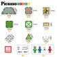 PicassoTiles Magnet Tile Building Blocks Ninja Dojo House Theme STEM Playset with 4 Character Action Figure Ninjas Weapon Accessories Magnetic Tiles