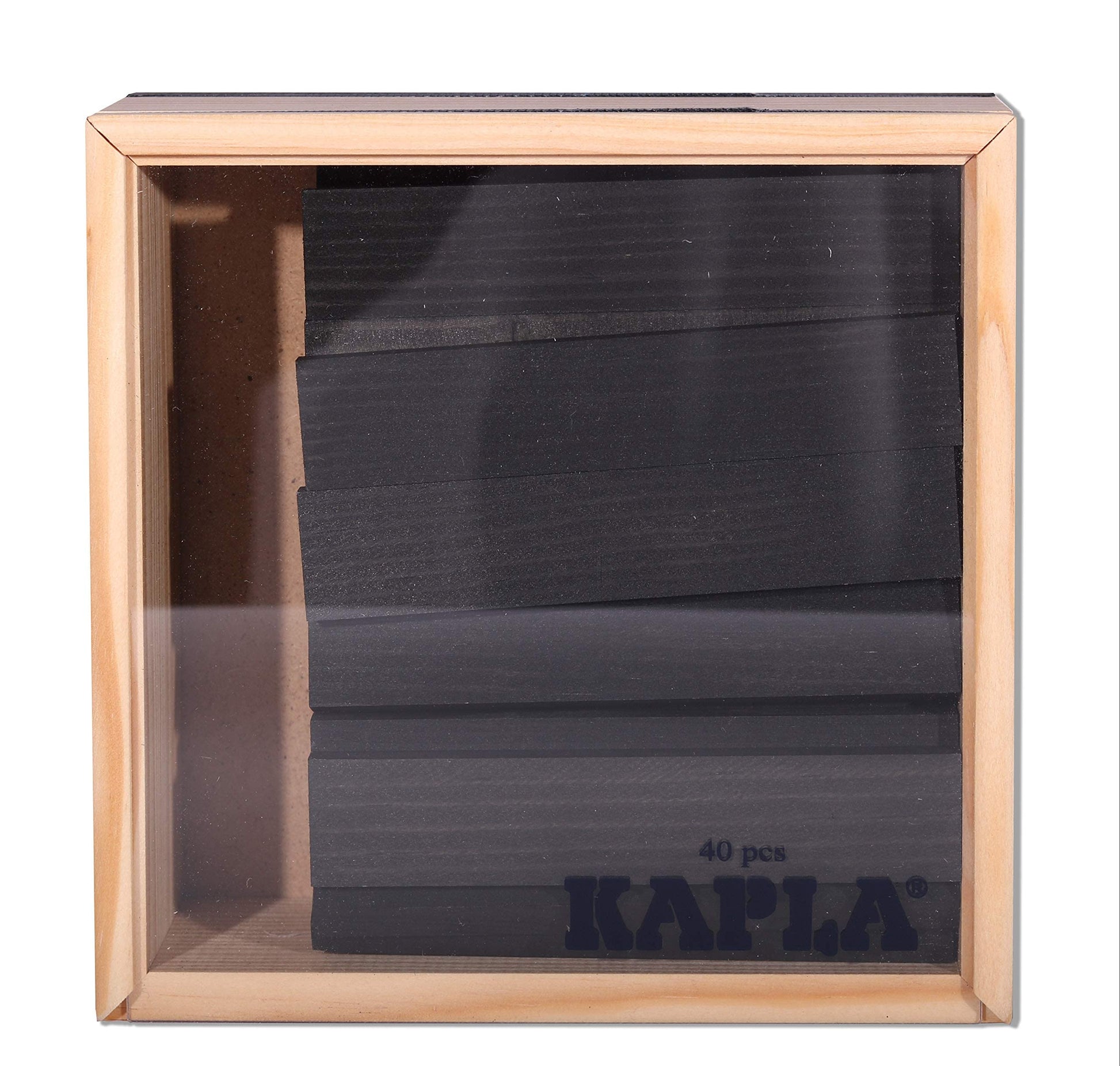 KAPLA 40 Squares Black - Wooden Construction Set 40 Black Colored Building Planks