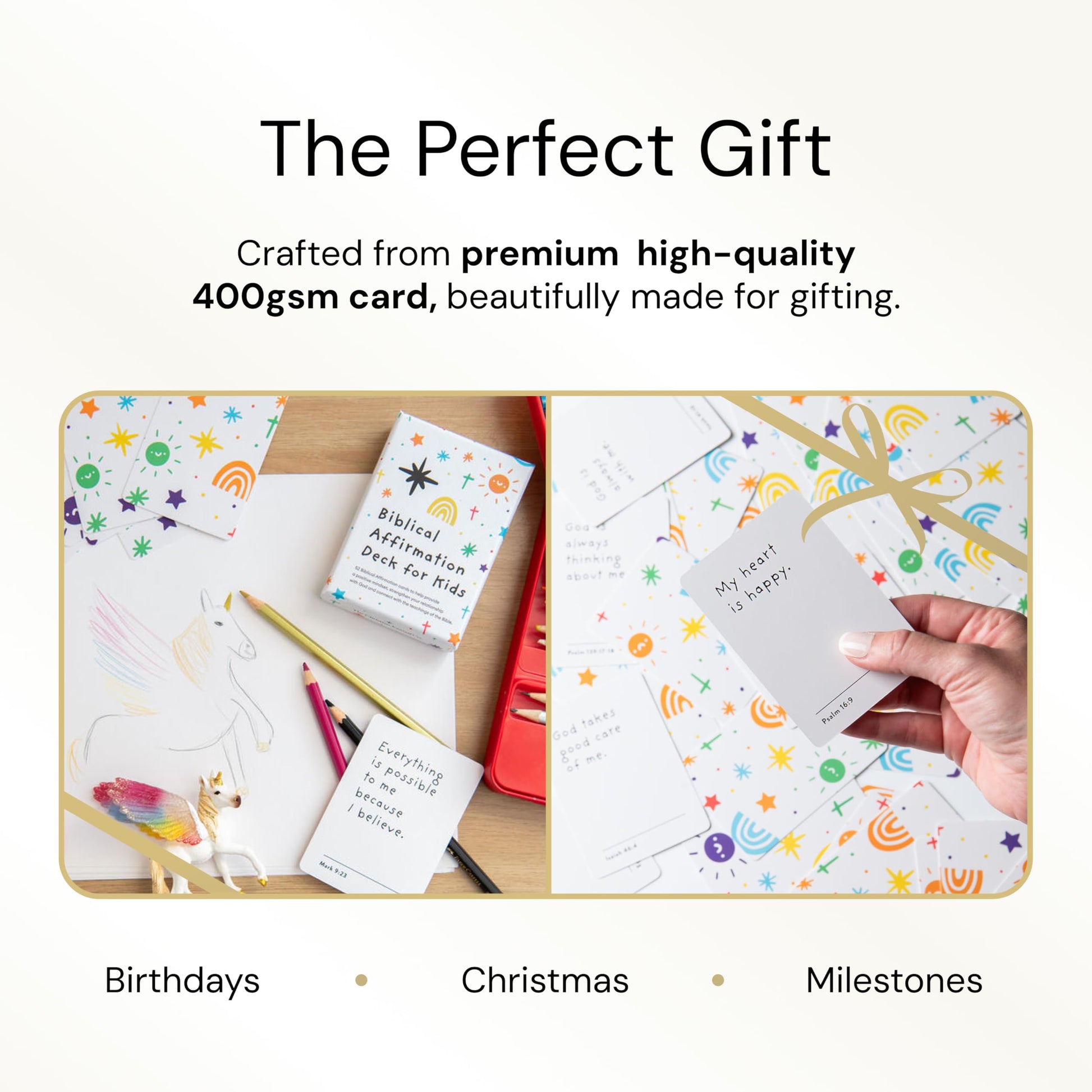 Kids Christian Affirmation Cards | 52 Biblical Affirmations with Bible Verse | Encouragement Christian Gift for Girls and Boys | Inspirational Prayer