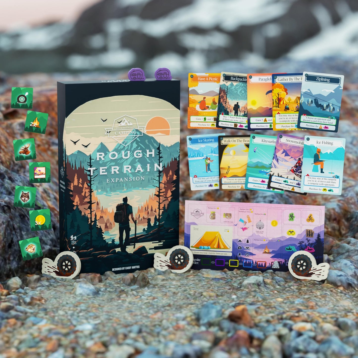 Rough Terrain Expansion | Designed to be Added to Bear Mountain Camping Adventure Base Game | Easy to Learn | Ages 10+ | Expands The Game to 1-5