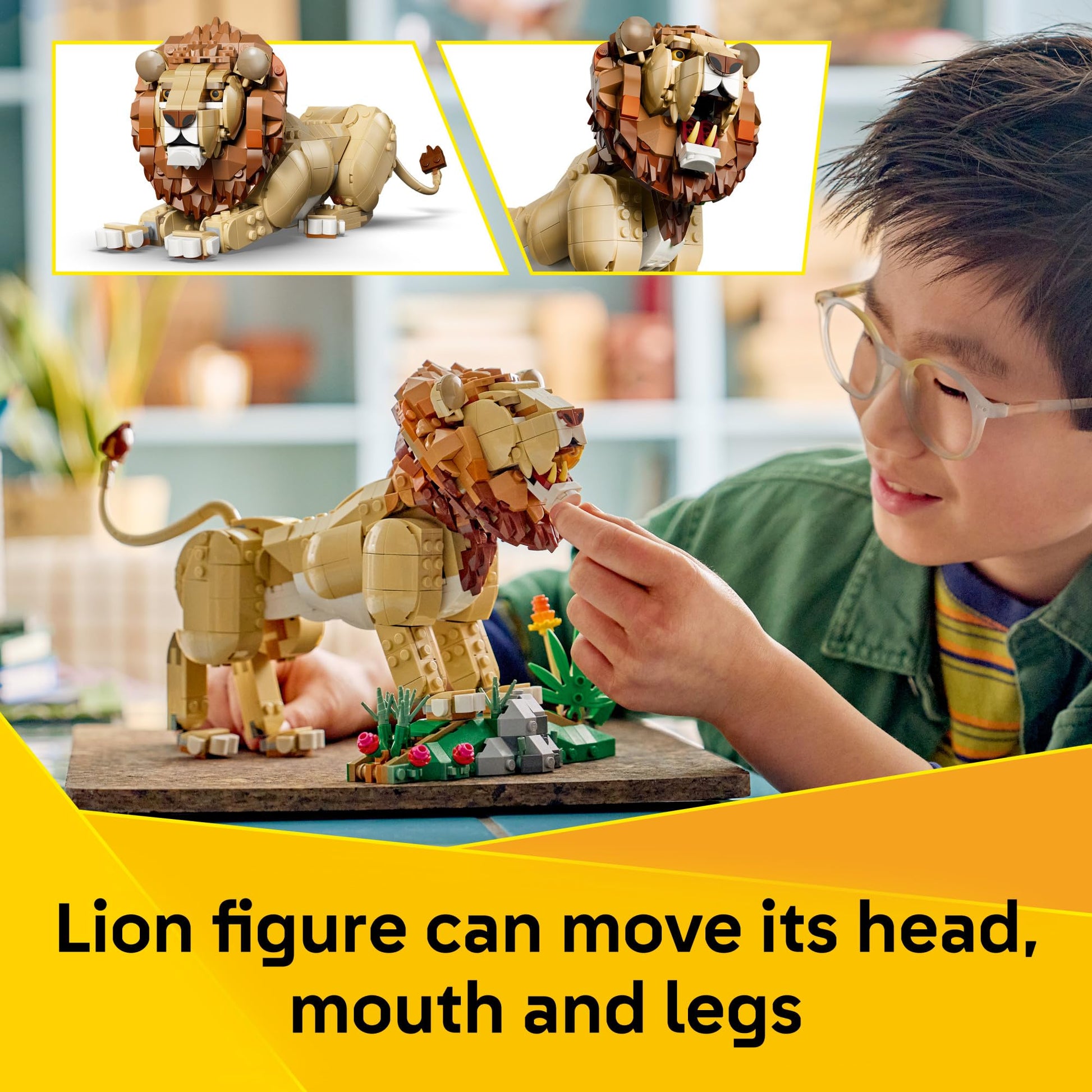 LEGO Creator 3 in 1 Wild Animals: Majestic Lion - Building Toy for Boys & Girls, Ages 9+ - Kids Bedroom or Desk Decor - Lion Toy with 3 Building