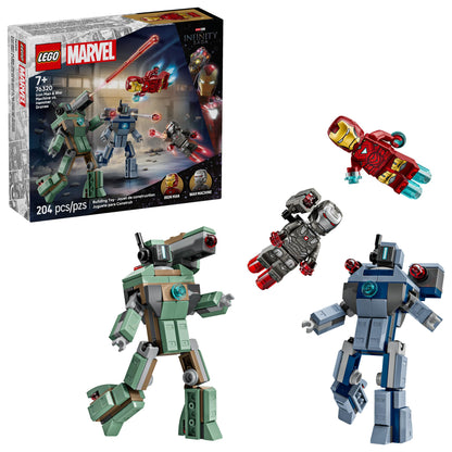 LEGO Marvel Iron Man & War Machine vs. Hammer Drones Building Toy - Pretend Play Set W/ 2 Toy Minifigures - Kids Building Blocks for Boys & Girls
