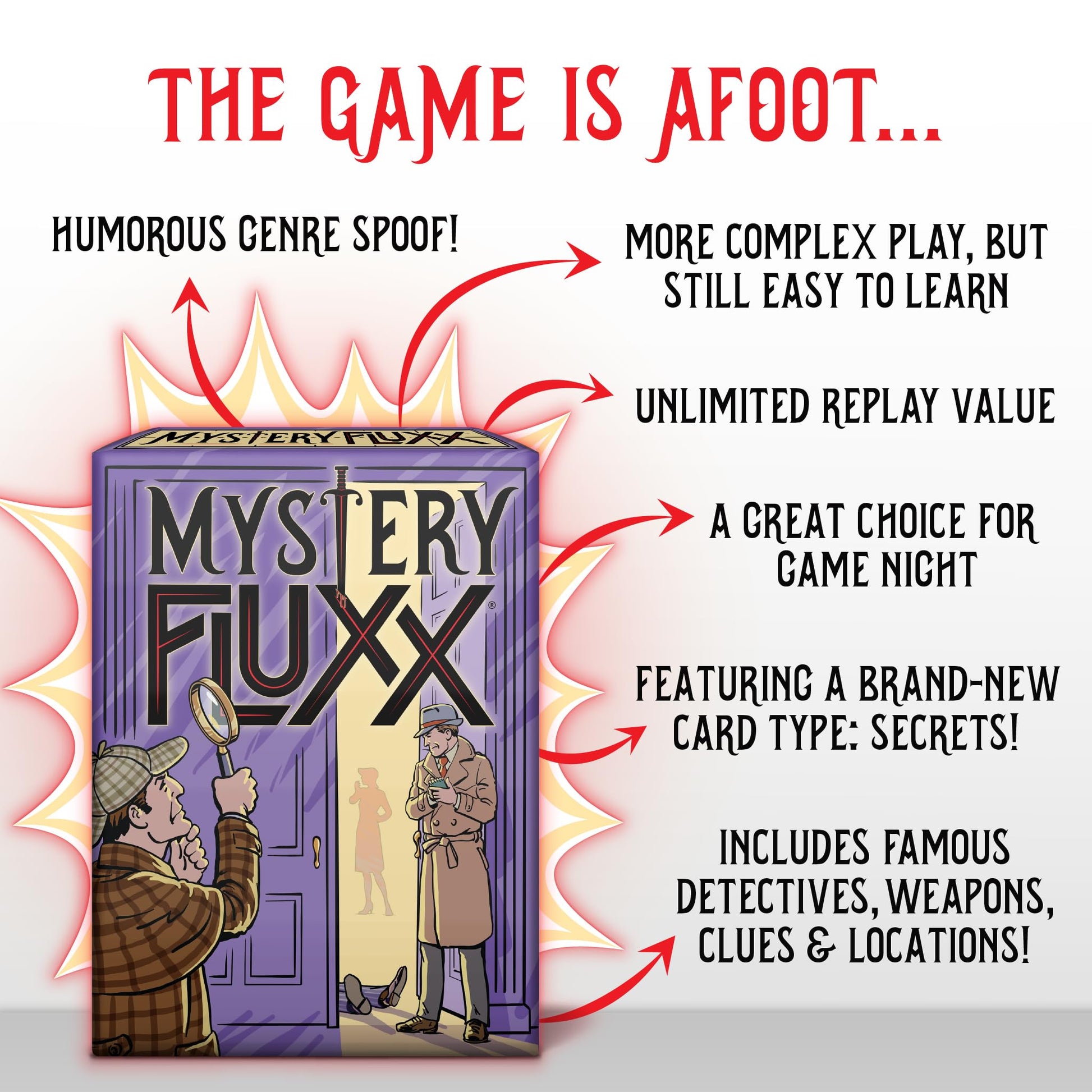 Looney Labs Mystery Fluxx - The Detective-Themed Card Game of Clues and Deduction, Ages 8 to Adult, 1-6 Players