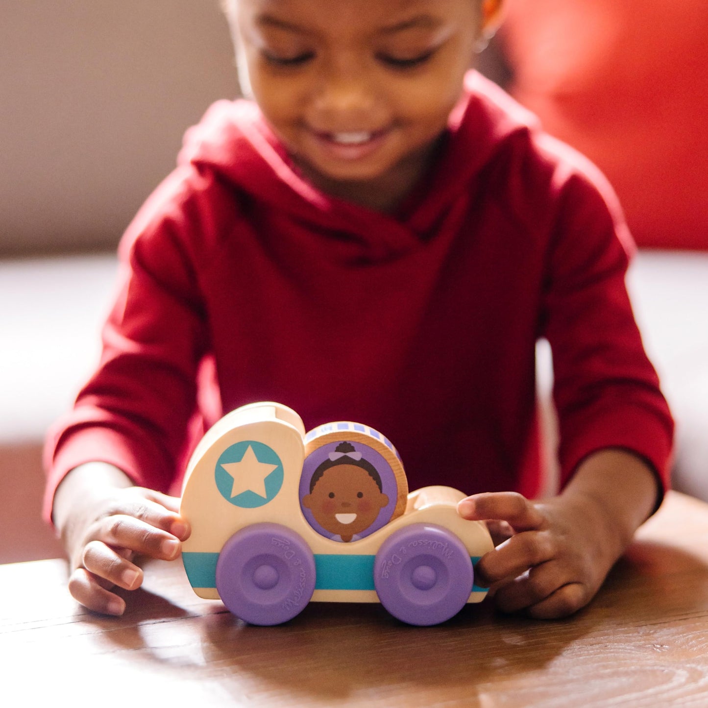 Melissa & Doug GO Tots Wooden Star Cars (2 Cars, 2 Disks) Stacking Toys for Infants, Hand Push Vehicles, Wooden Car Toys for Toddlers Ages 1+ -