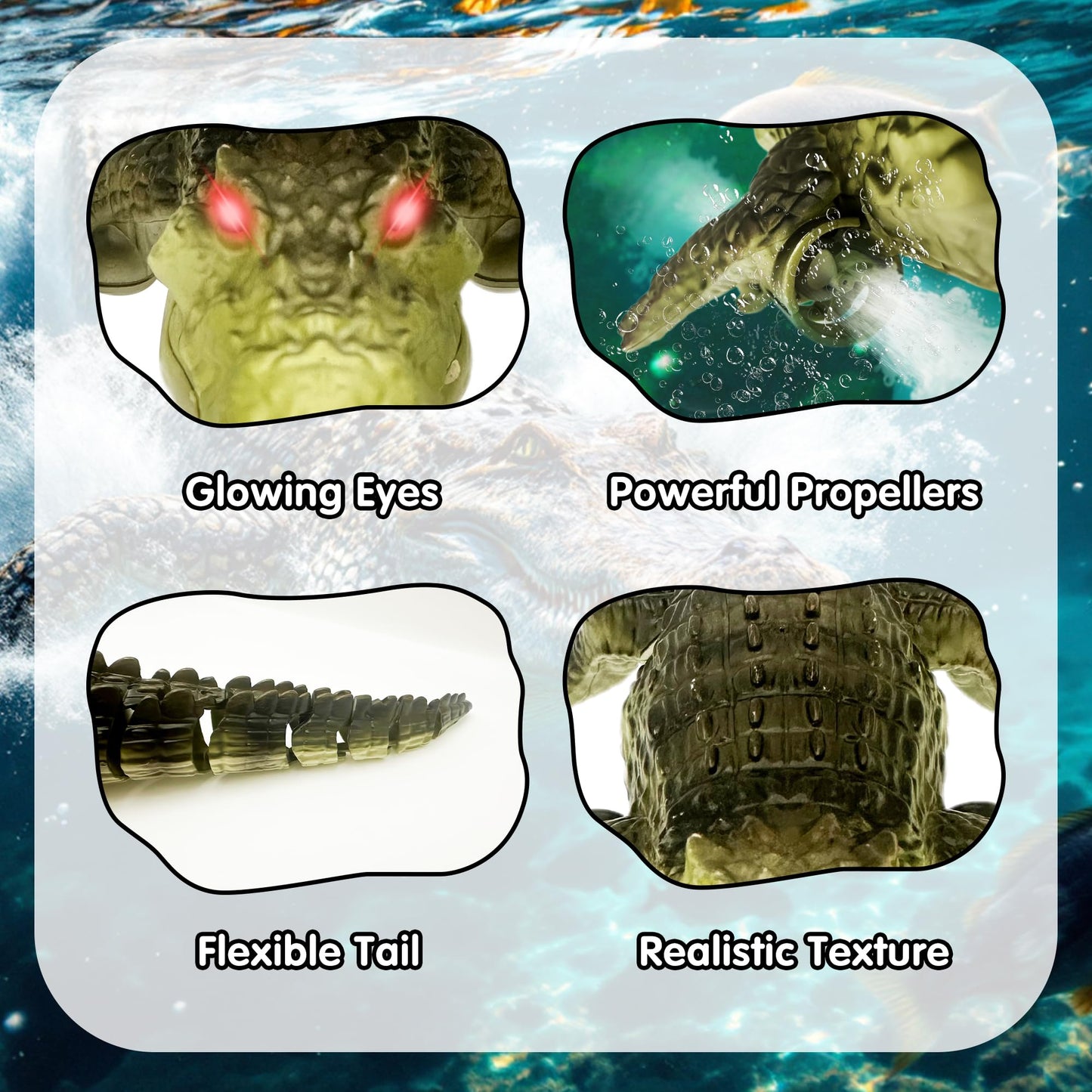 Moskiddo Remote Control Boat Crocodile Water Toy for Kids 3-5, 5-7, 10-12, RC Alligator for Boys 4-6, 6-8, Top Summer Swimming Pool/Lake Toys for Kids
