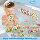 iPlay, iLearn Bath Toy Organizer W/Foam Letters, Toddler Bathtub Toy W/Storage Net, 32 Floating Alphabet Train Puzzle Bathtime Shower Water Play