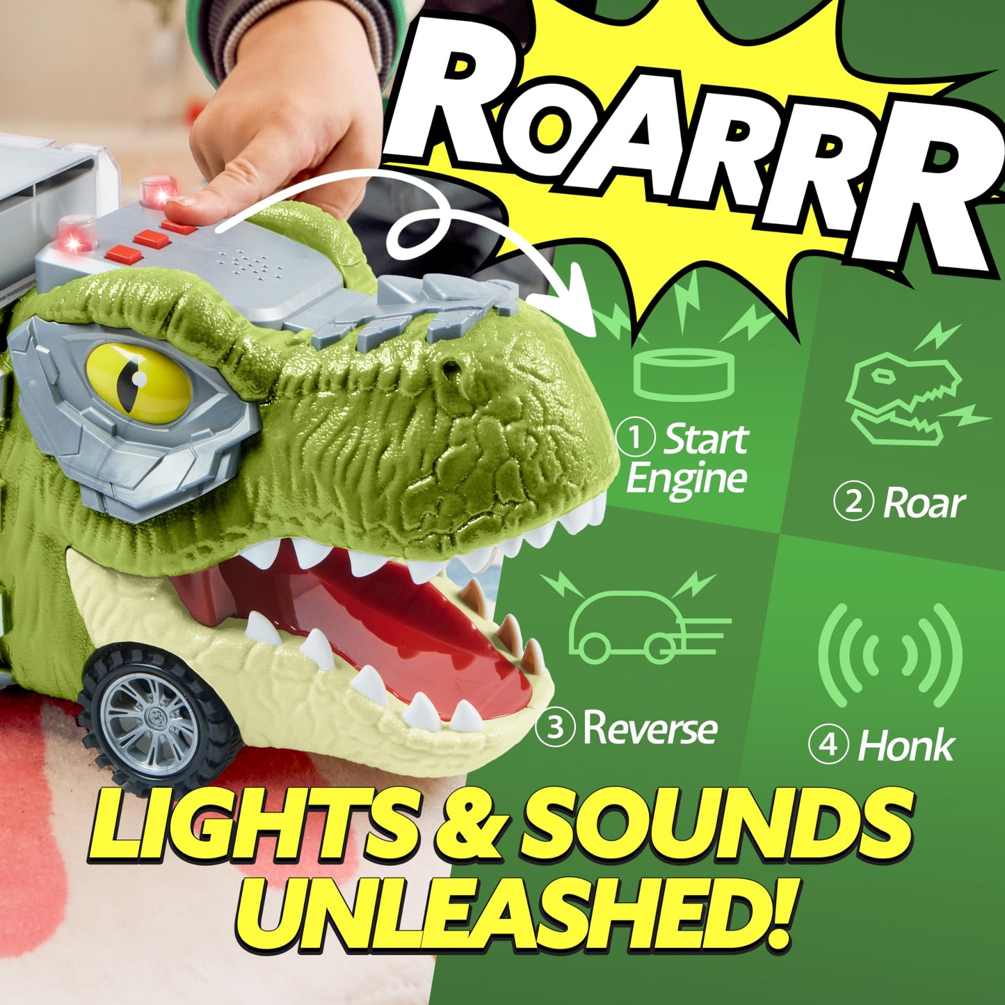 JOYIN 13 in 1 Dinosaur Toys for Kids 3-5, Transport Dinosaur Carrier Truck with 12 Pull Back Cars, Toddler Toys 3-4? Birthday Gifts for 3 4 5+ Year