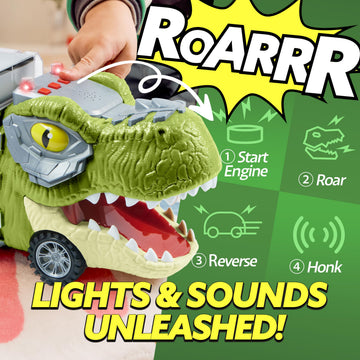 JOYIN 13 in 1 Dinosaur Toys for Kids 3-5, Transport Dinosaur Carrier Truck with 12 Pull Back Cars, Toddler Toys 3-4? Birthday Gifts for 3 4 5+ Year