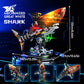Punk Style Shark Building Set with Light, 1076-PCS Articulated Mechanical Jaws Fish Model with Display Stand, Ocean Predator Kit for Kids 8+