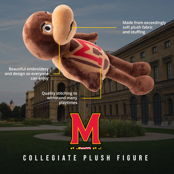 PLUSHIBLE Bridging Miles with Smiles 14" Maryland Testudo Plush Doll - Soft Rag Doll Mascot for College Football Fans, Sports-Themed Plush Figure