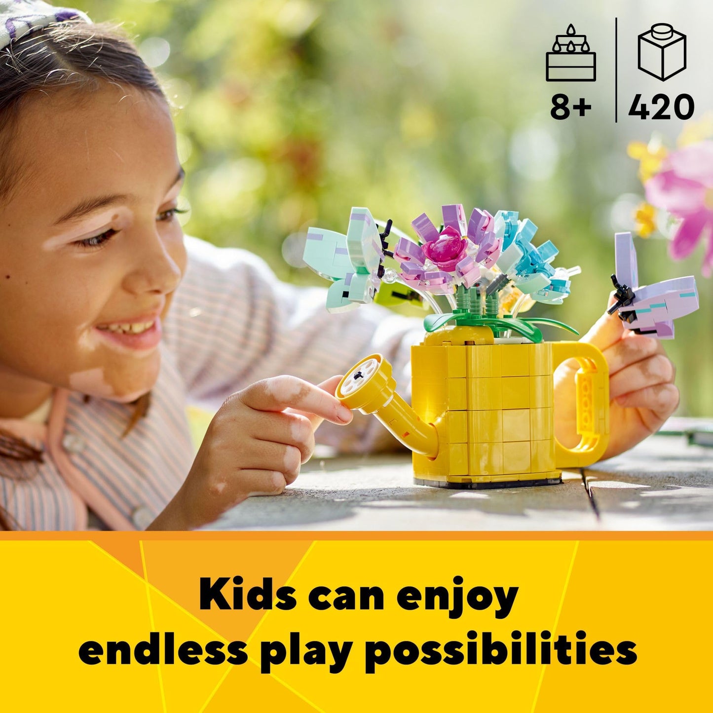 LEGO Creator 3 in 1 Flowers in Watering Can Building Toy - Fun, Creative Activity for Kids, Girls and Boys, Ages 8+ - Gift for Birthdays - Building