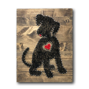 String of the Art (16" x 12" Puppy String Art Kit, American Made Crafting Supplies, Pine Wood, Embroidery Floss, Original Art, DIY Craft Kit