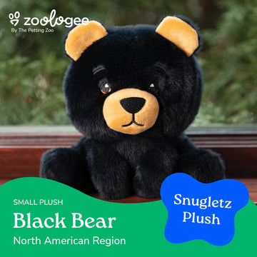 The Petting Zoo Black Bear Stuffed Animal Plushie, Gifts for Kids, Snugletz Zoologee Plush Toy, 7 in