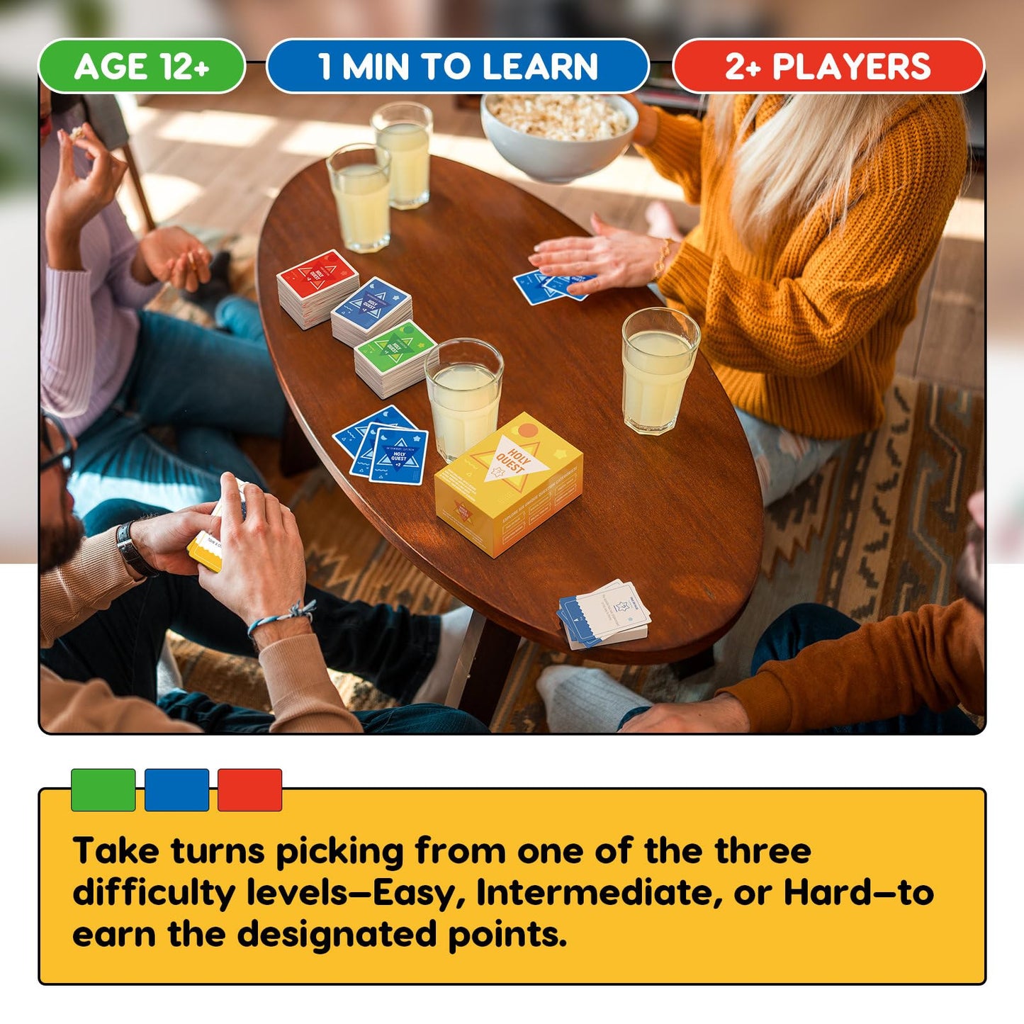HOLY QUEST, A Fun Bible Trivia Game, Extra Value 400 Cards Pack with 6 Engaging Categories, Perfect for Bible Study, Youth Groups and Church