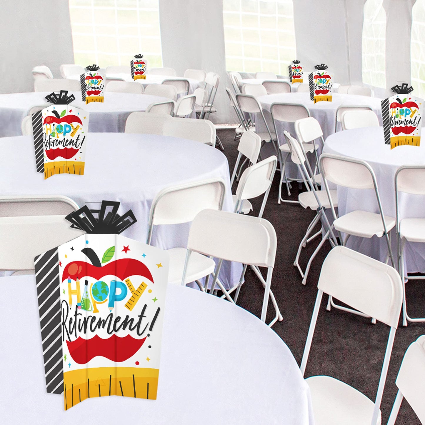 Big Dot of Happiness Teacher Retirement - Table Decorations - Happy Retirement Party Fold and Flare Centerpieces - 10 Count