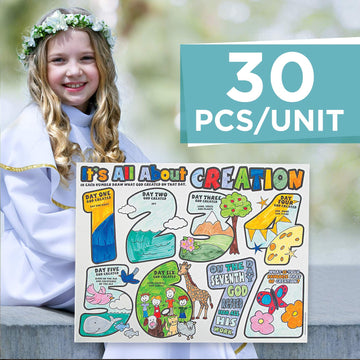 Fun Express Color Your Own All About Creation Poster - Set of 30 - Religious Crafts for Kids and Sunday School Activities VBS 2026
