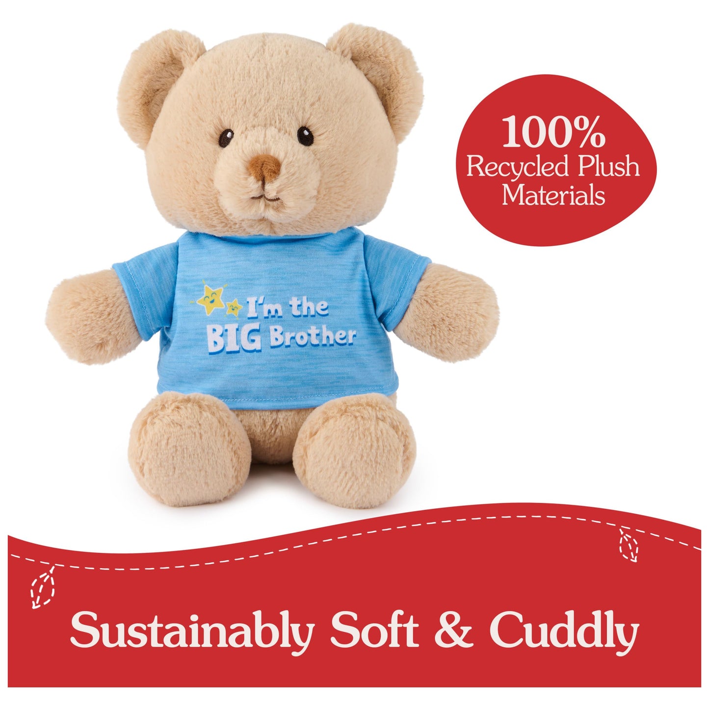 GUND Sustainably Soft “I'm the Big Brother” 12" Bear with T-Shirt, Ages 0+