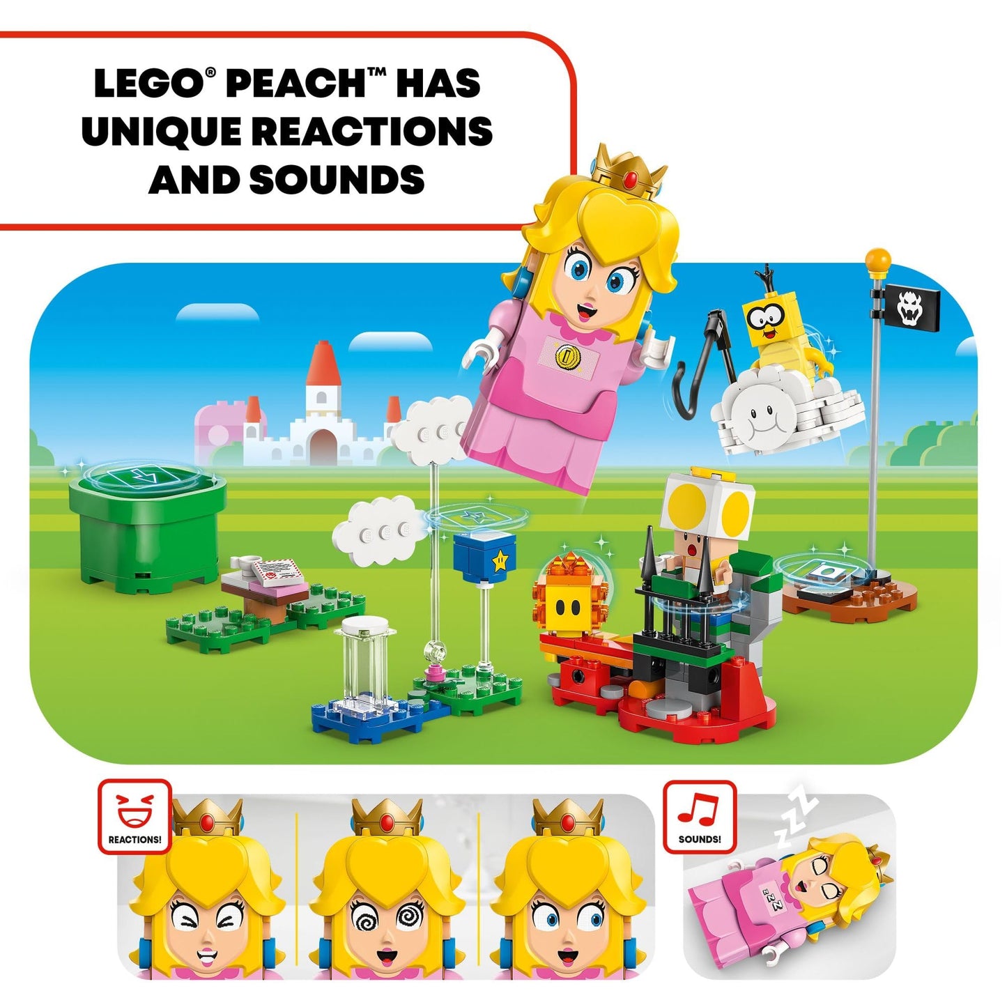 LEGO Super Mario Adventures with Interactive Peach Princess Toy, Super Mario Playset for Kids, Yellow Toad Figure, Nintendo Toy Gift for Girls, Boys