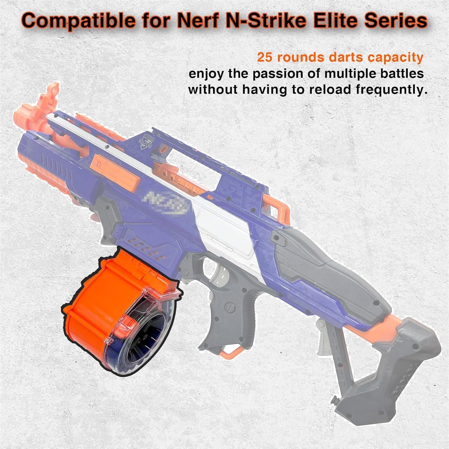25 Round Drum Magazine for Nerf N-Strike Elite Series with 30 Refill Foam Darts Compatible with Nerf N-Strike Elite Series Blasters (14+ Use Only)