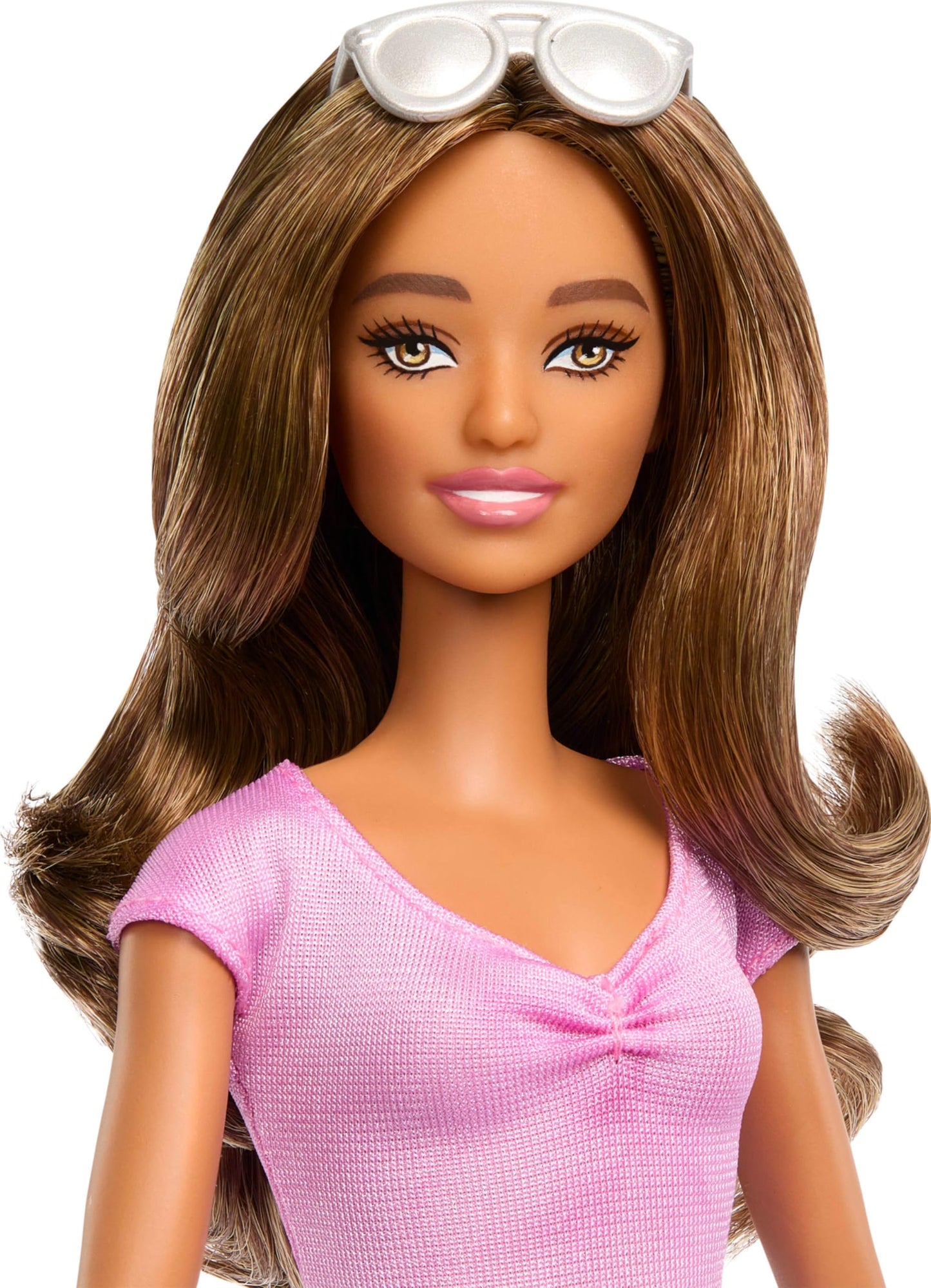 Barbie Fashionistas Doll #228, Blind Barbie Doll Wearing Pink Top and Ruffled Skirt with Cane and Sunglasses in Partnership with the American