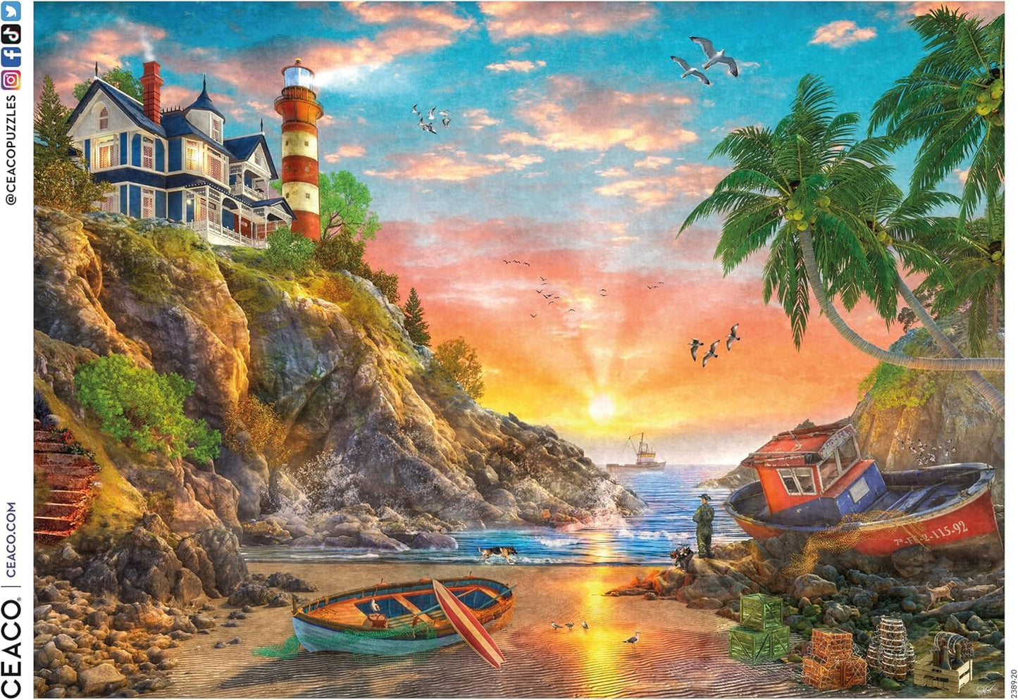 Ceaco - Ocean Fishing at Sunrise - 500 Large Piece Jigsaw Puzzle for Adults