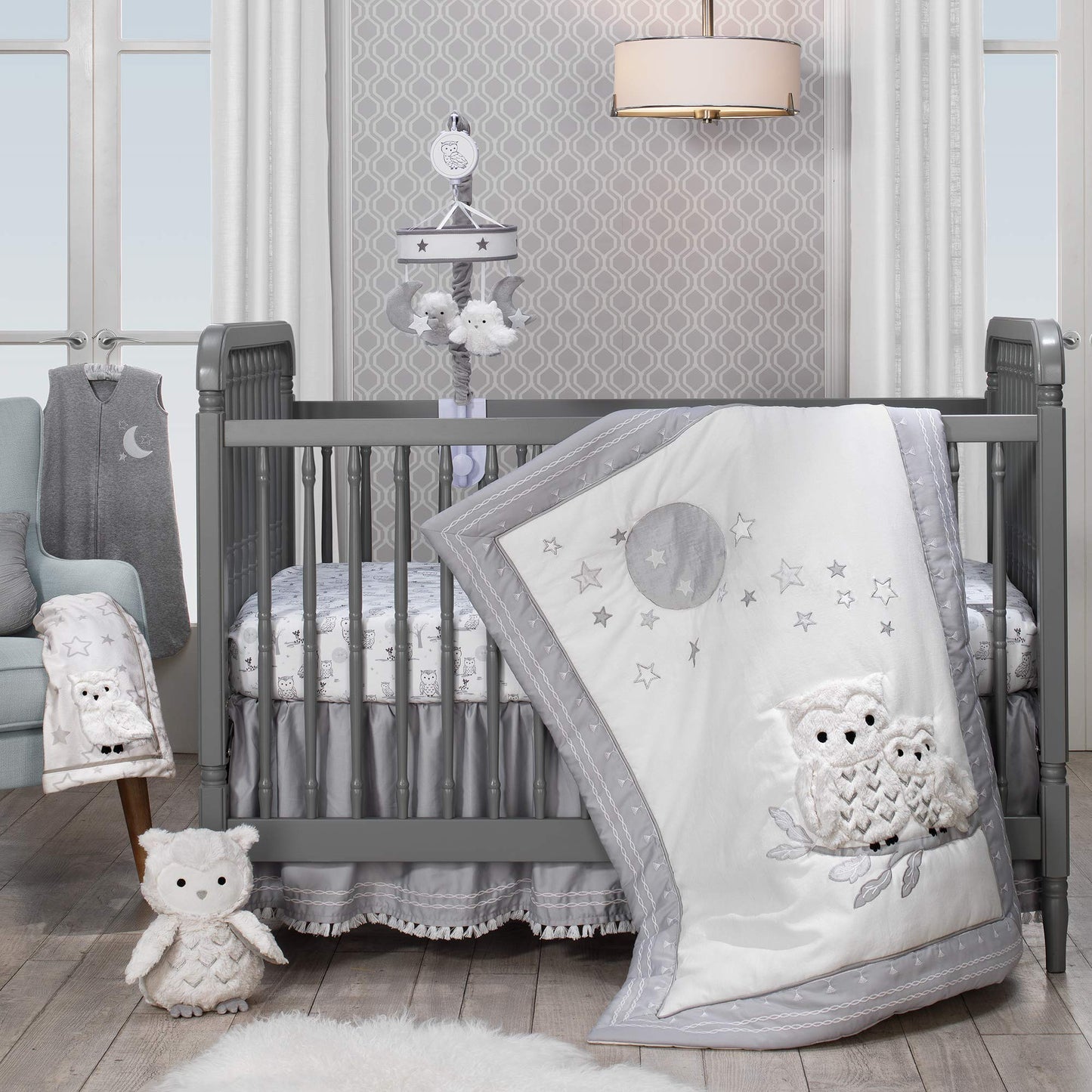 Lambs & Ivy Luna White/Gray Plush Owl Stuffed Animal - Luna (740043O)