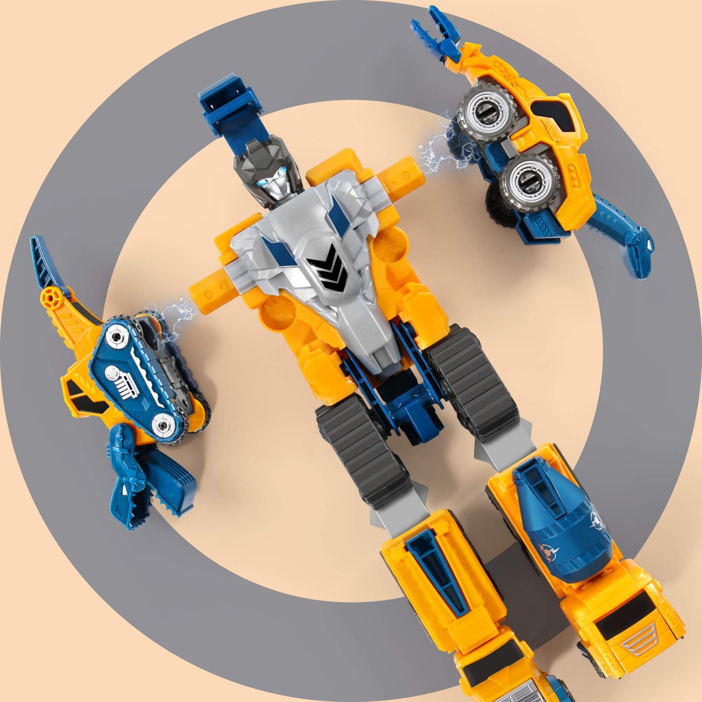 MIEBELY Toddler Robot Construction Vehicles Set - 5Pcs Transforming Robots for Kids - Magnetic Toys with Sturdy Connectors - Easy DIY Assembly