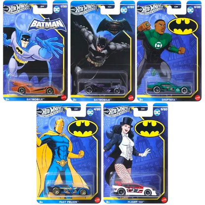 Hot Wheels DC Batman Silver Series Die-Cast Cars Collection, 5-Pack Bundle, Batmobile, Driftsta, Fast Felion, Flight '03, Ages 3+ HDG89-956N Mix 1