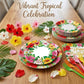 100 Pcs Tropical Happy Birthday Tableware Set, Serves 25 - Disposable Hibiscus Floral Paper Plates, Napkins, Forks, Hawaiian Aloha Party Supplies