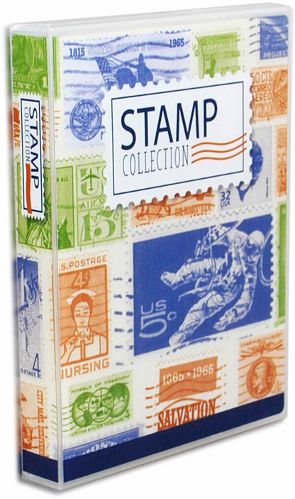 Stamp Collection Album Binder with 10 Archival Safe Pages - Compact 3-Ring Postage Stamp Storage Case with Snap Lock, Holds 150-300 Stamps - Includes