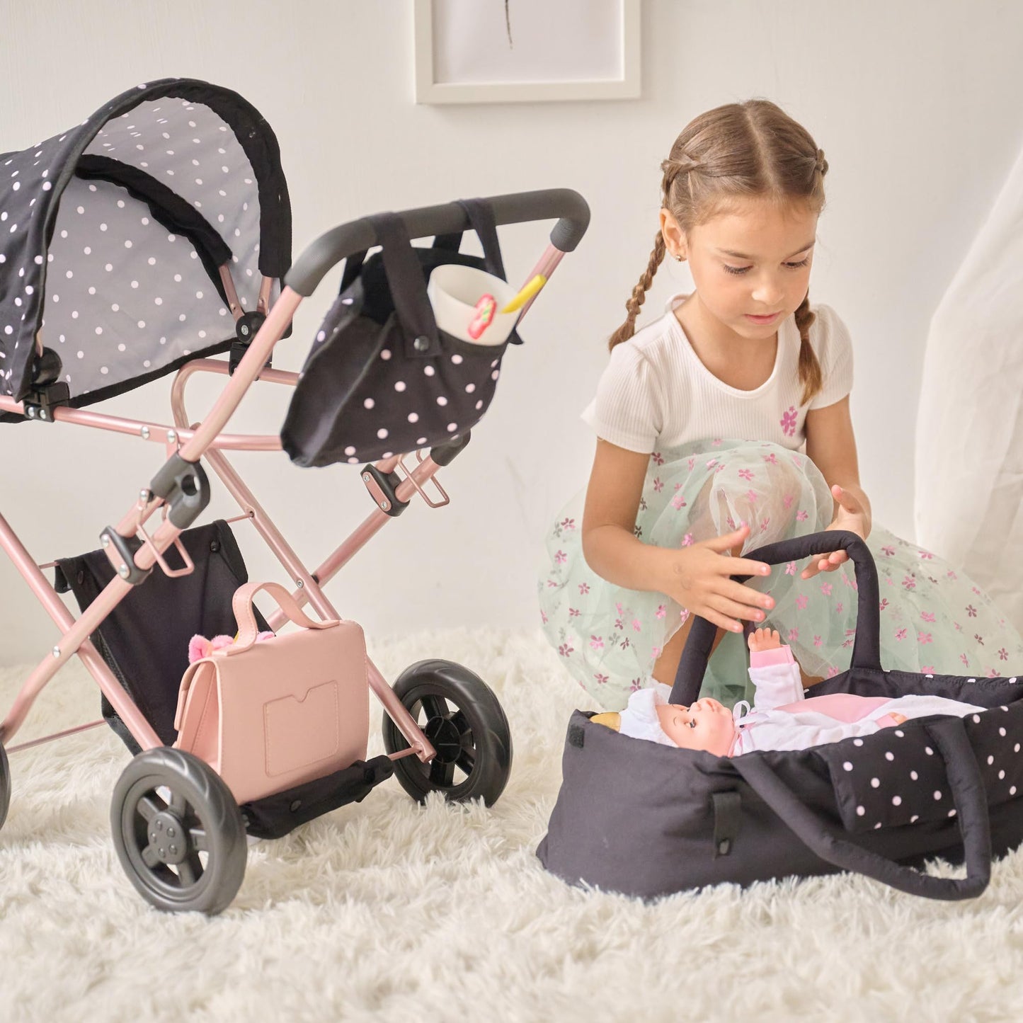 Olivia's Little World Pin Up Foldable Baby Doll Stroller, Classic Style