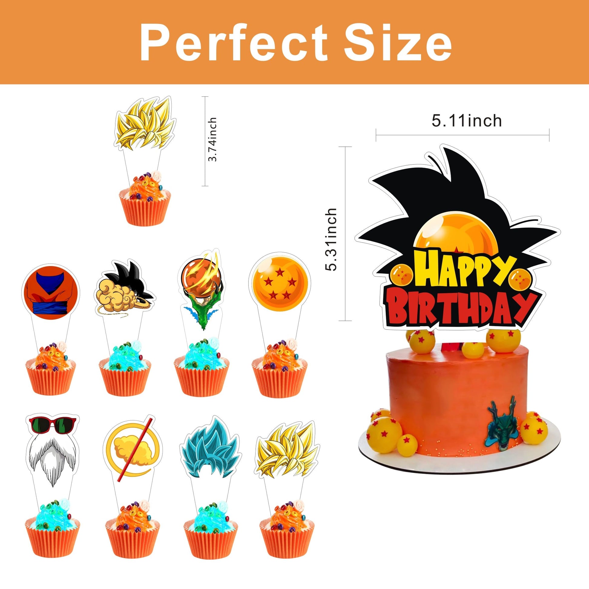 25pcs Q-L Birthday Decorations with 24pcs Cupcake Toppers, 1pcs Cake Topper for Birthday Party Supplies.