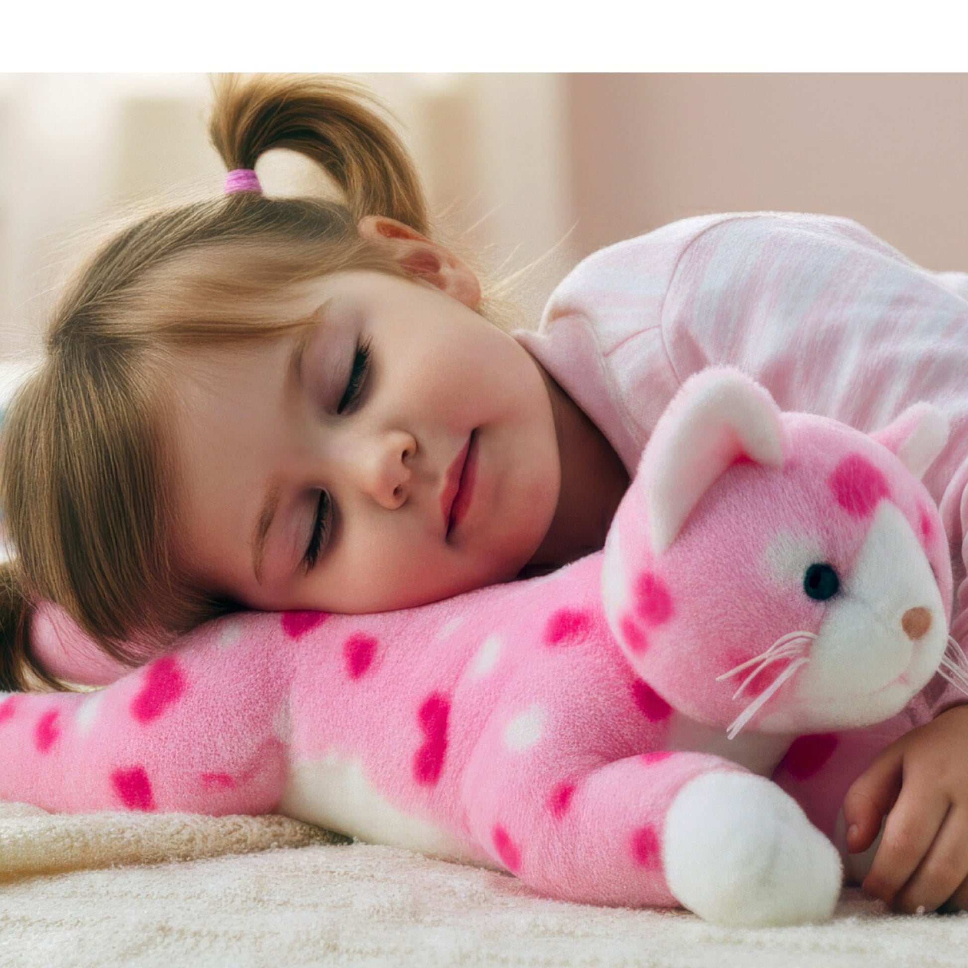 Bearington Valentine Kitty Pink Heart Print Cat Plush - Soft 9” Stuffed Animal Toy, Cute Huggable Gift for Valentine’s Day, Kids & Cat Lovers
