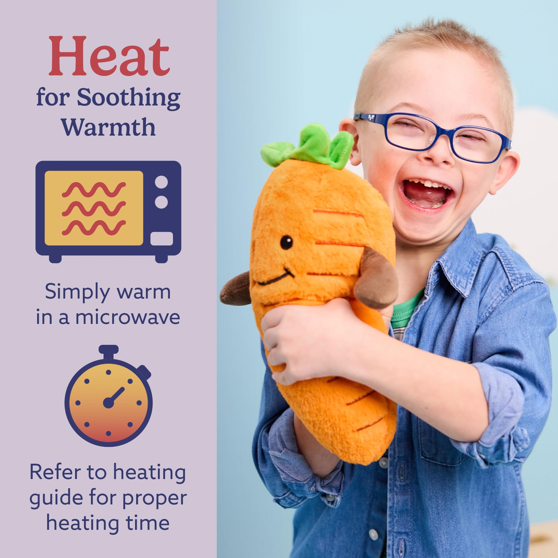 warmies Microwavable & Weighted Stuffed Animals, Carrot - Heated Stuffed Animal Plushie for Warmth & Comfort - Cute Soft Plush Toys for Adults