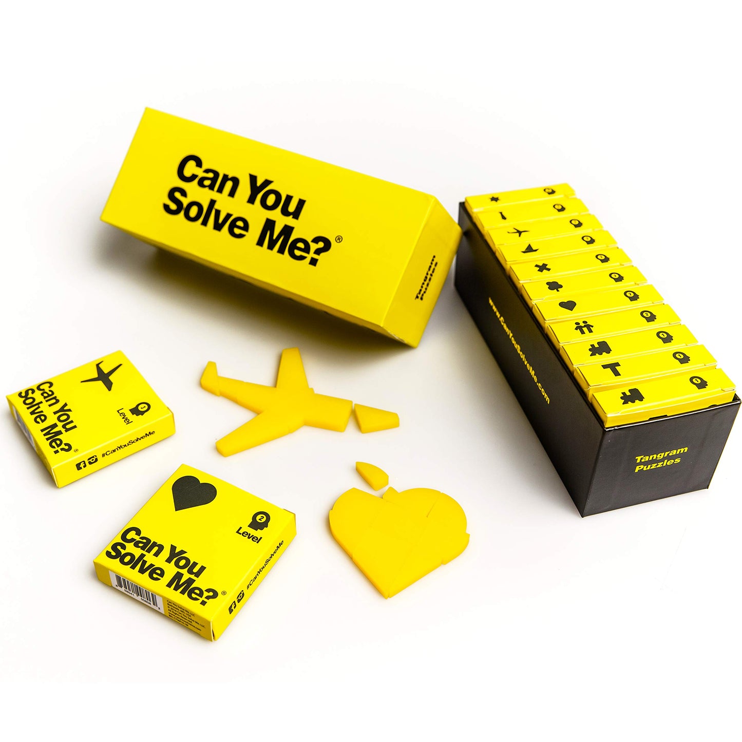 Can You Solve Me? 12 Puzzle Gift Set - Challenging Tangram, IQ Toy, Brainteaser, Mind Game for Children + Adults -Includes 12 Geometric Shapes & 3