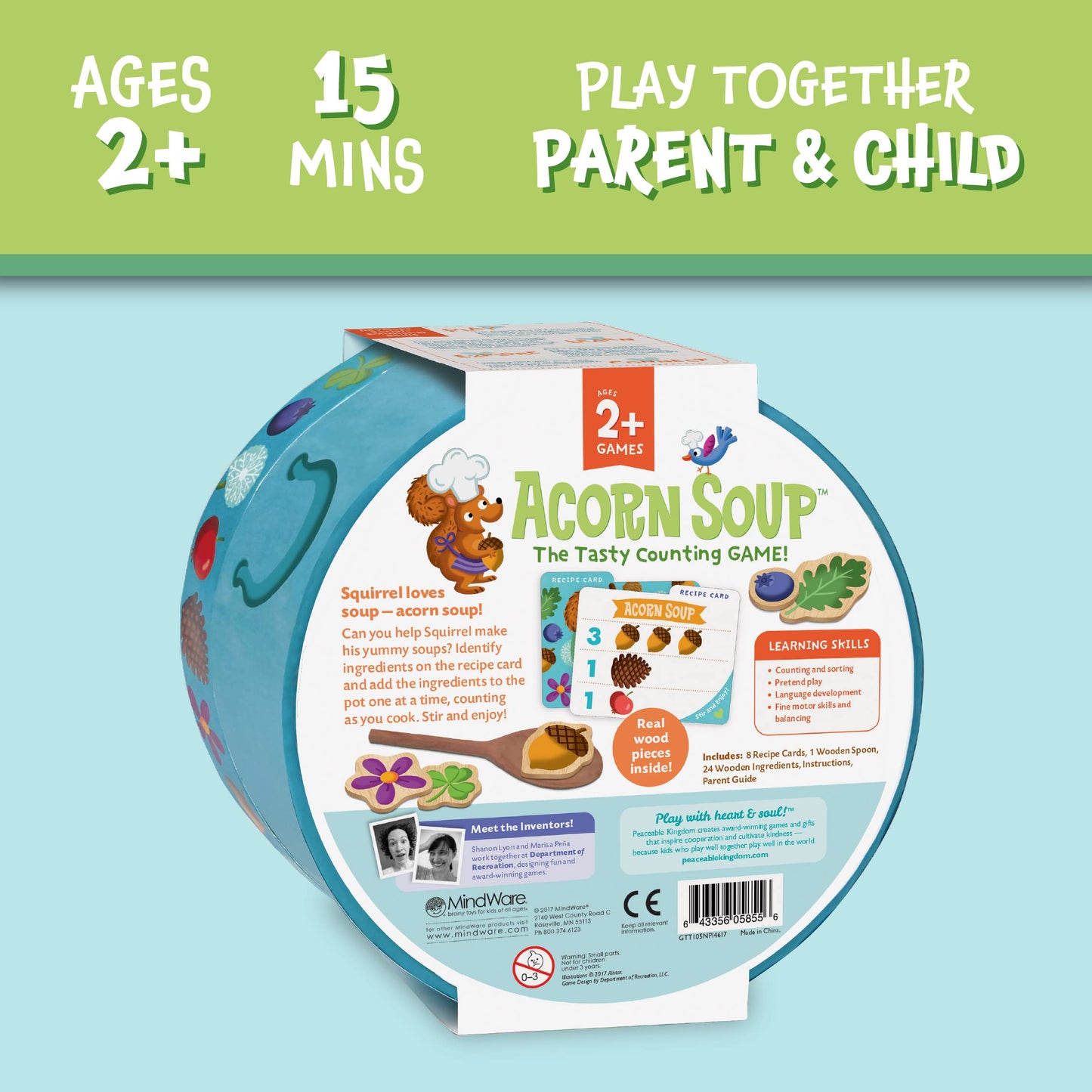 Peaceable Kingdom Acorn Soup Game - Educational Games for Toddlers, Includes Instructions and Parent Guide - 2 Year Old and Up