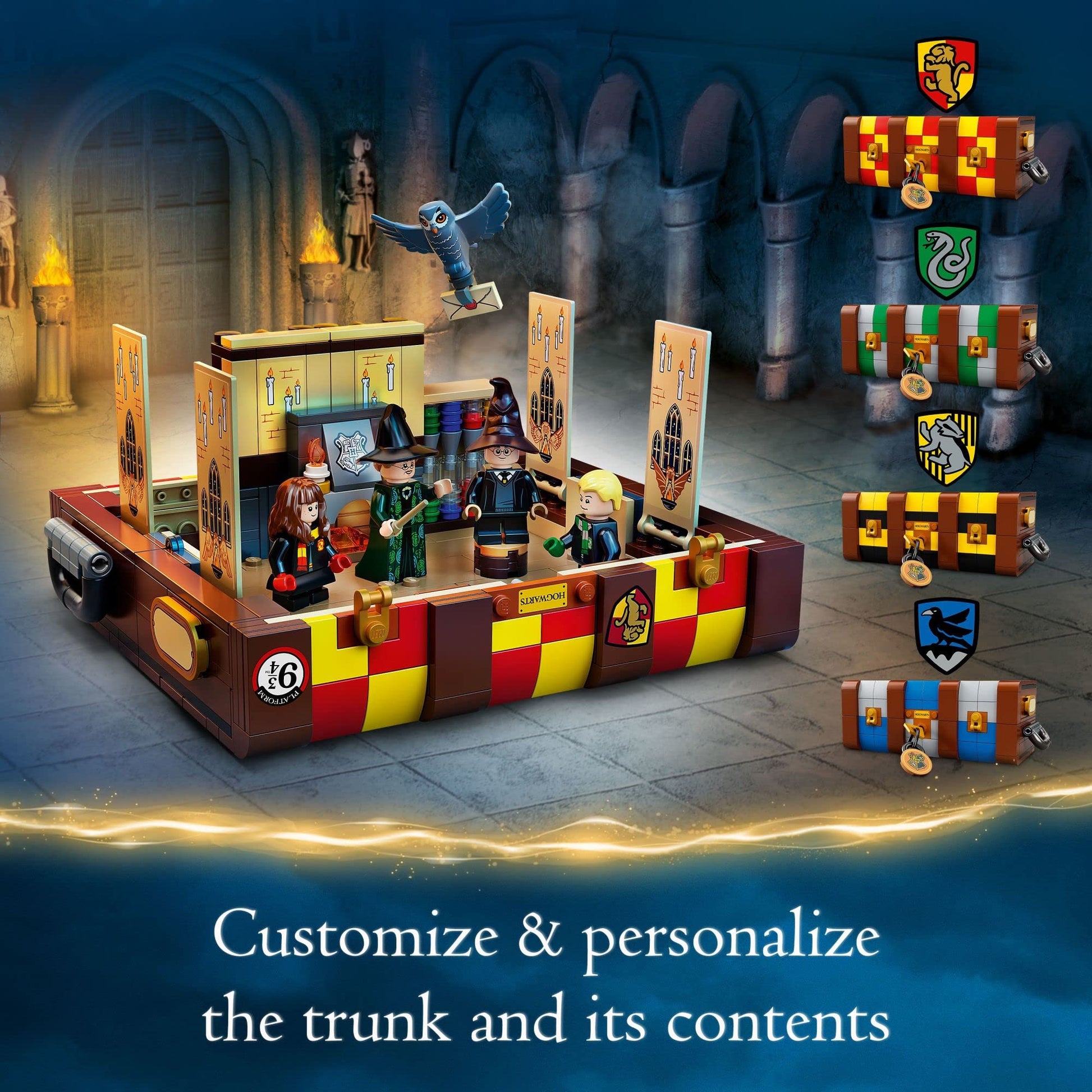 LEGO Harry Potter Hogwarts Magical Trunk, Luggage Set, Building Toy Idea for Kids, Customizable Toy, Girls & Boys with Movie Minifigures and House