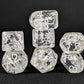 Happy Holi-Dice: Diffusion Falling Snow - Set of 7 Game dice w/ Arch'd4 and Symbols