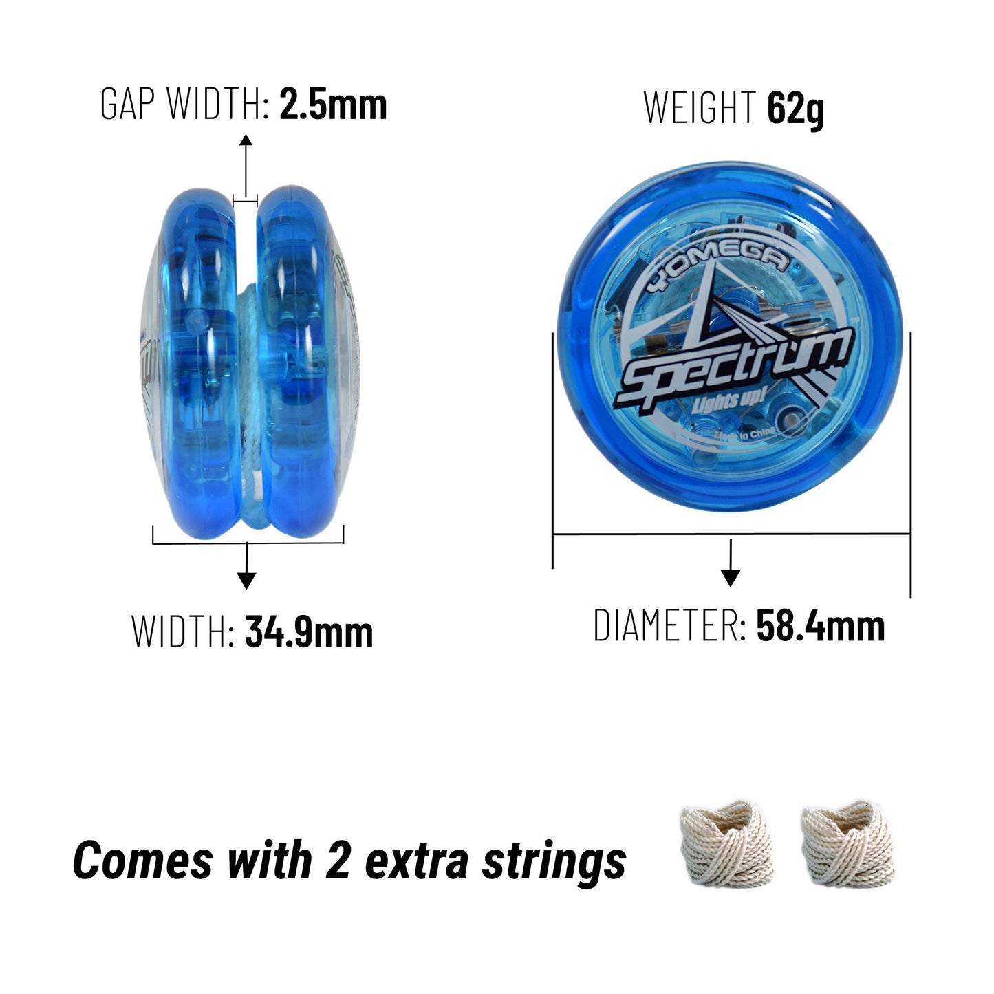 Yomega Spectrum - Light up Fireball Transaxle YoYo with LED Lights for Intermediate, Advanced and Pro Level String Trick Play + Extra 2 Strings & 3