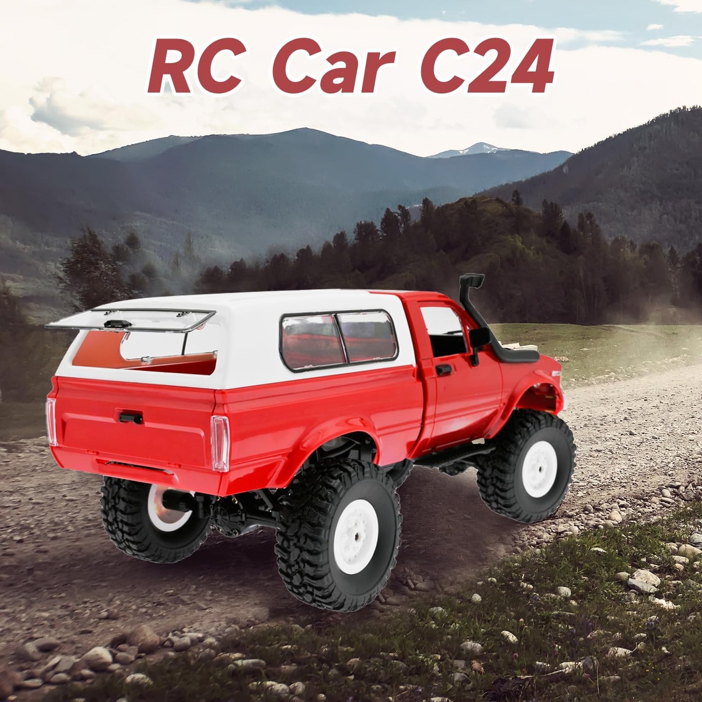 LEOSO WPL C24 1/16 Scale 4x4 RC Rock Crawler,RC Crawlers RC Truck - RTR Off-Road Truck with 2.4GHz Remote Controller, All-Terrain car for 14 Years