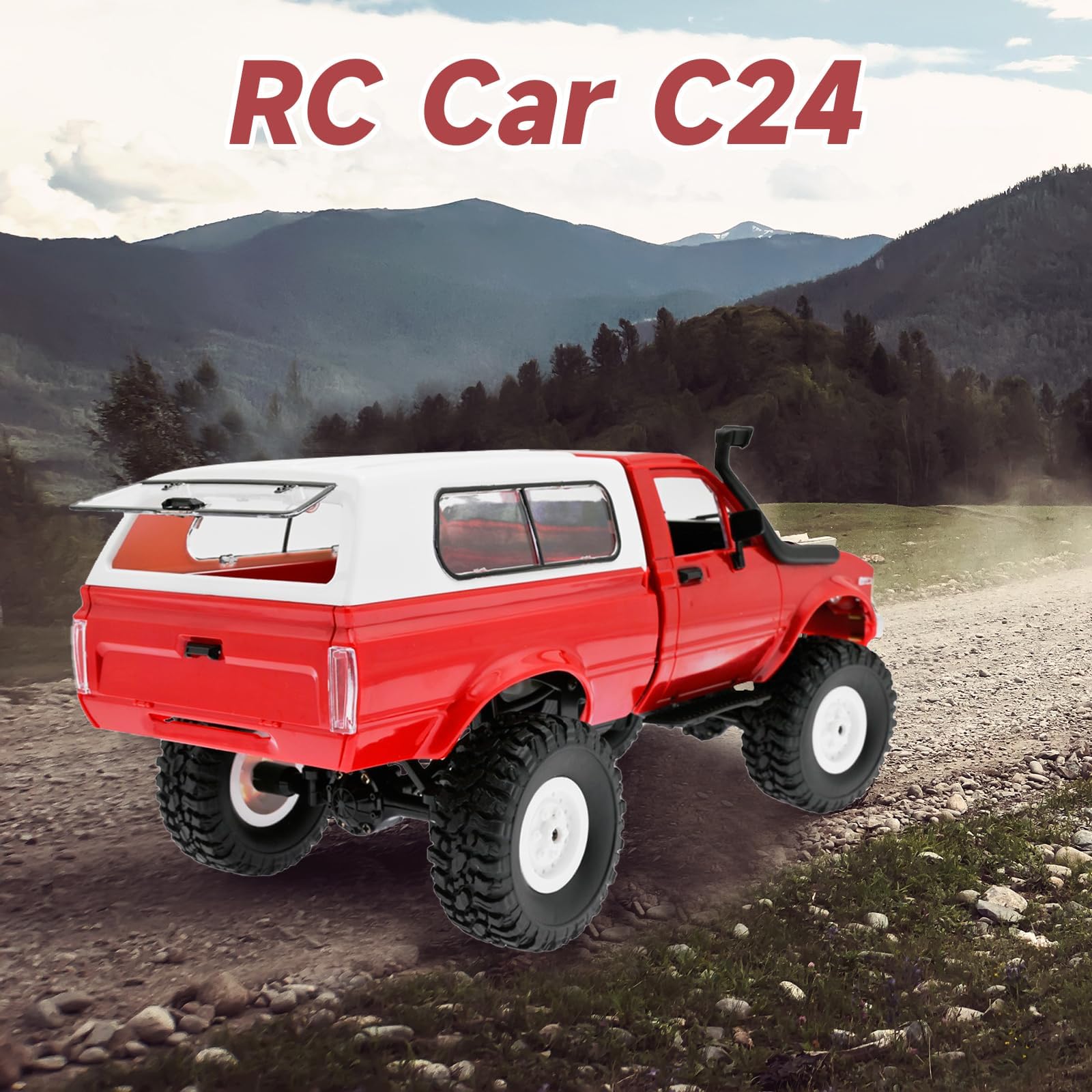 LEOSO WPL C24 1/16 Scale 4x4 RC Rock Crawler,RC Crawlers RC Truck - RTR Off-Road Truck with 2.4GHz Remote Controller, All-Terrain car for 14 Years