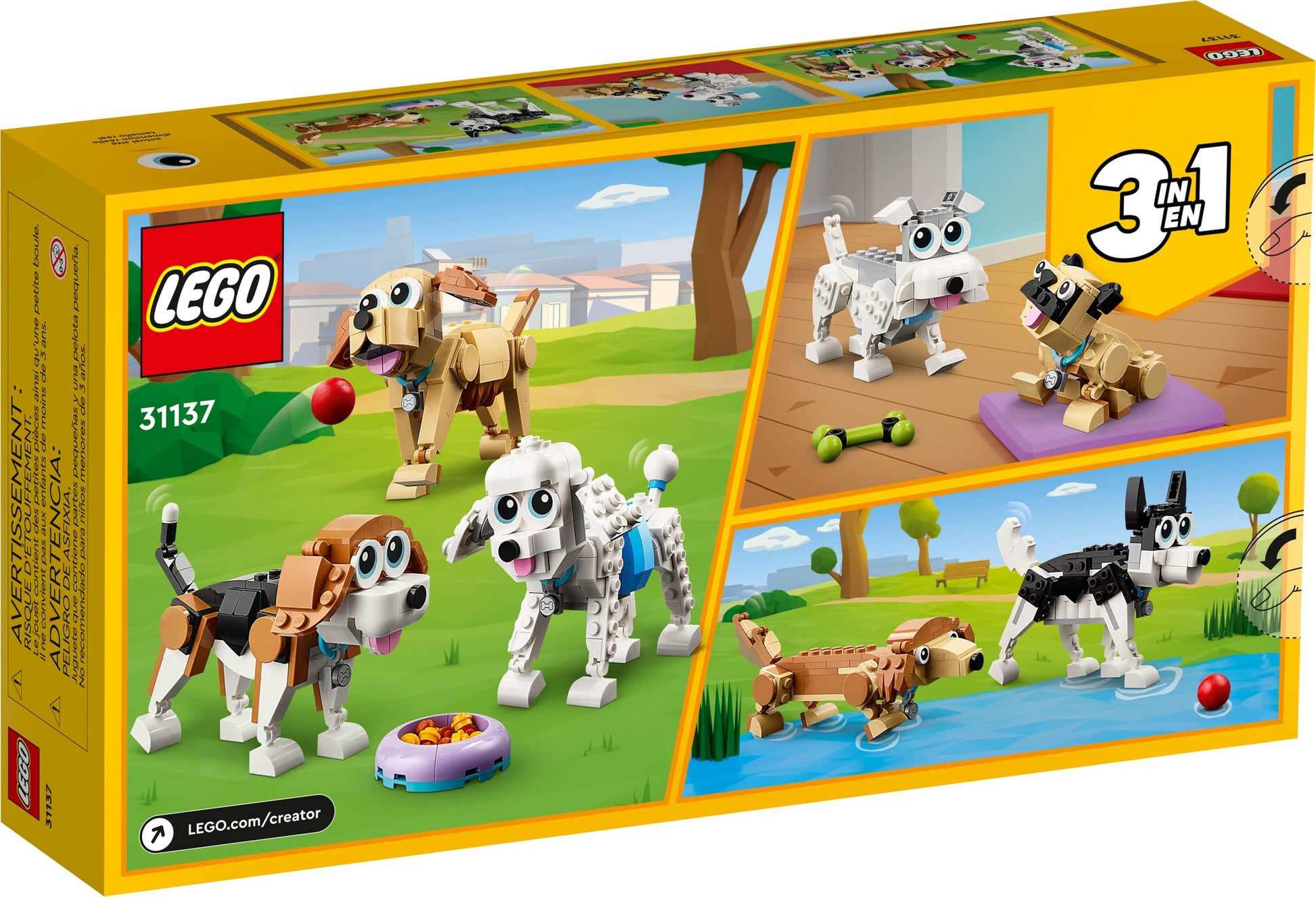 LEGO Creator 3 in 1 Adorable Dogs Building Toys - Pretend Play Toys for Girls & Boys, Ages 7+ Years - Kids Learning & Educational Sets - Gift for