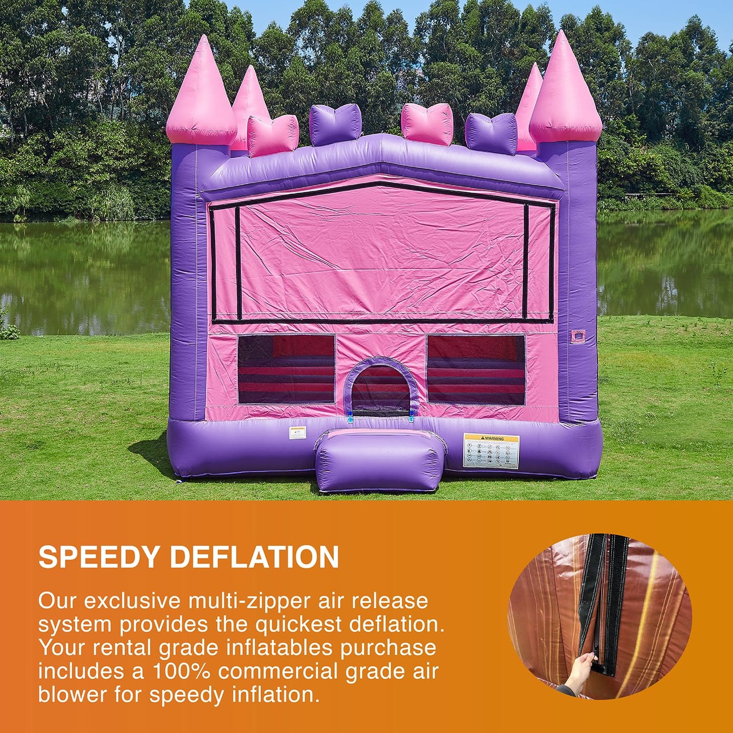 JumpOrange Commercial Grade Inflatable Princess Bricks Bounce House Backyard Party Moonwalk Size 13'x13'
