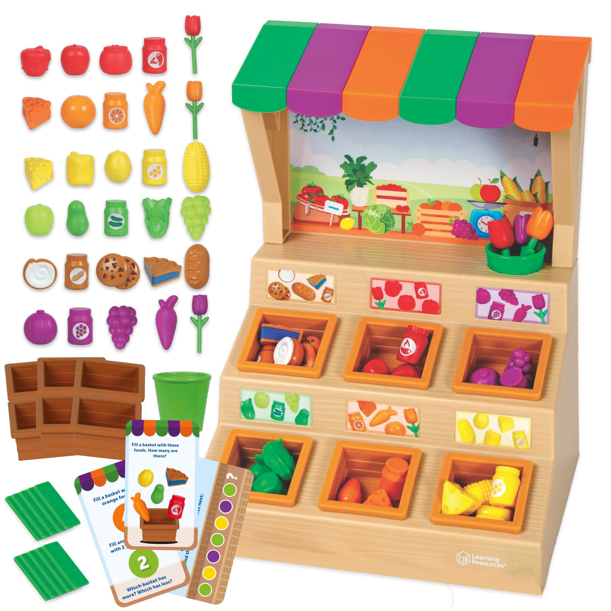 Learning Resources Mini Farmstand Sorting Set, Play Food Sets for Kids Kitchen, Grocery Store Pretend Play, Montessori Toys, Mini Food, Toddler